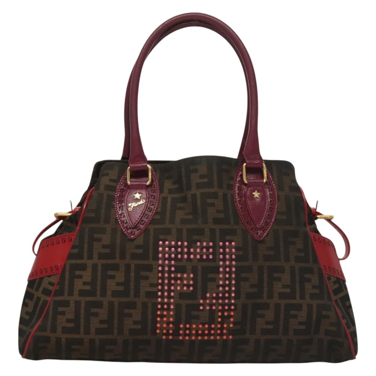 FENDI Zucca Canvas Tote Bag Black Gold Brown Auth 136284