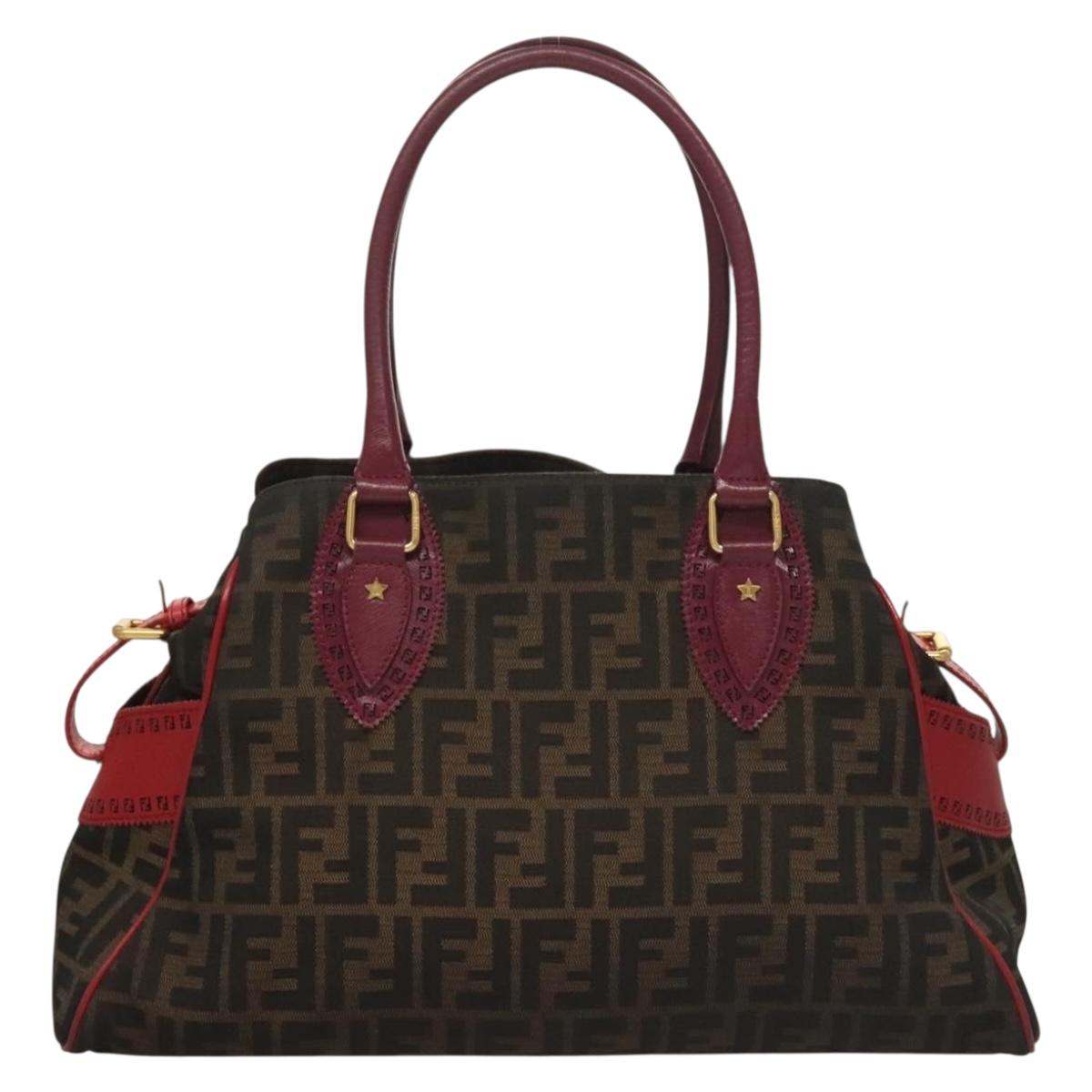 FENDI Zucca Canvas Tote Bag Black Gold Brown Auth 136284