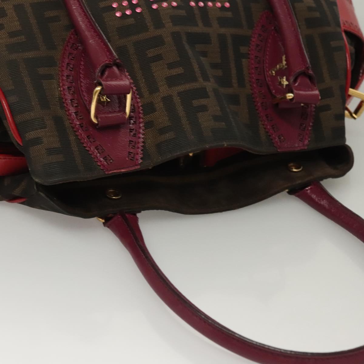 FENDI Zucca Canvas Tote Bag Black Gold Brown Auth 136284