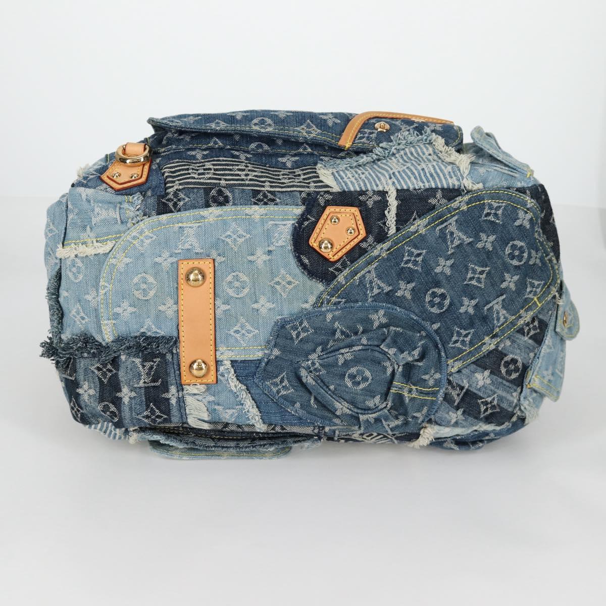 LOUIS VUITTON Monogram Denim Patchwork Bowery Tote Bag Blue M95376 Auth 136291V