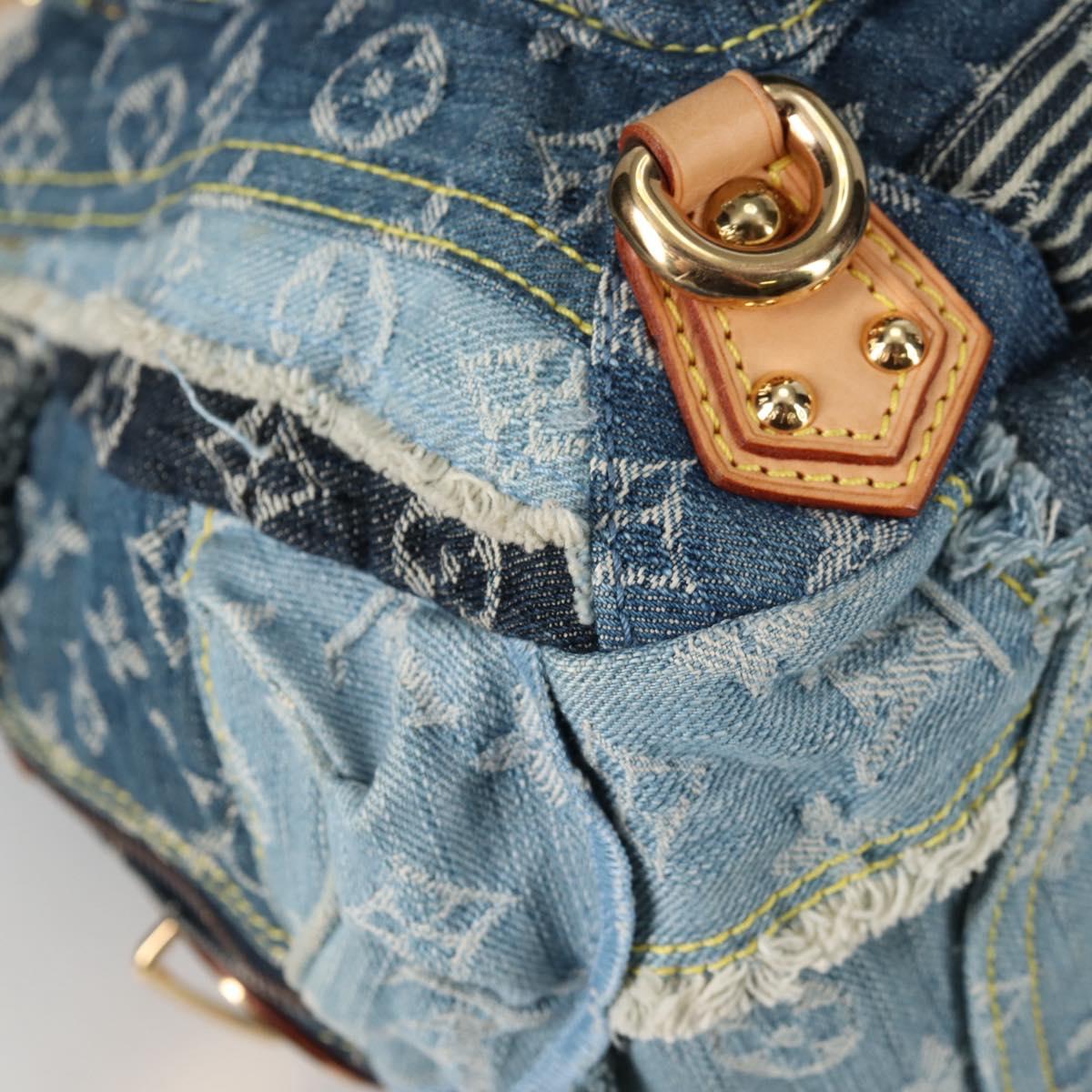 LOUIS VUITTON Monogram Denim Patchwork Bowery Tote Bag Blue M95376 Auth 136291V