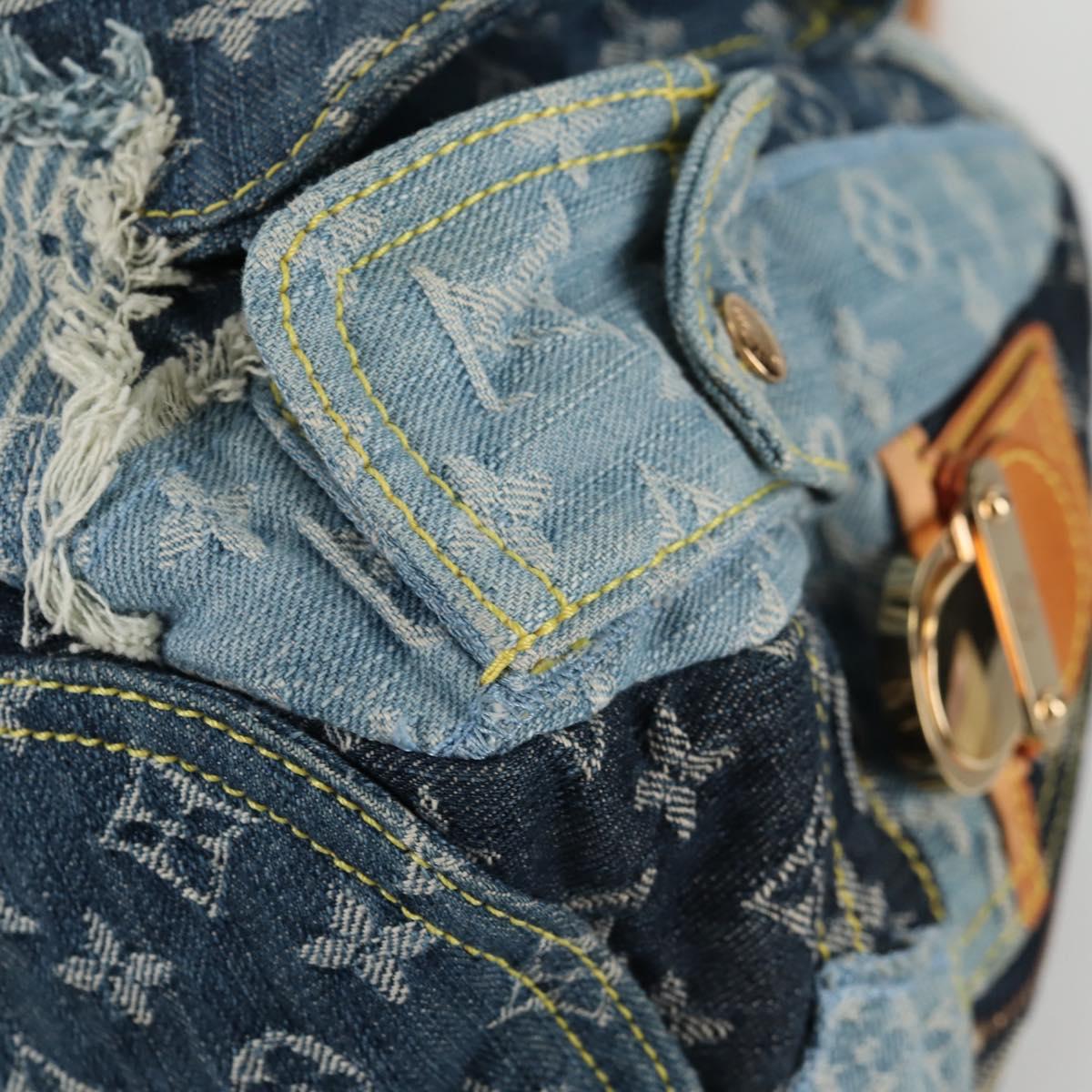 LOUIS VUITTON Monogram Denim Patchwork Bowery Tote Bag Blue M95376 Auth 136291SAV