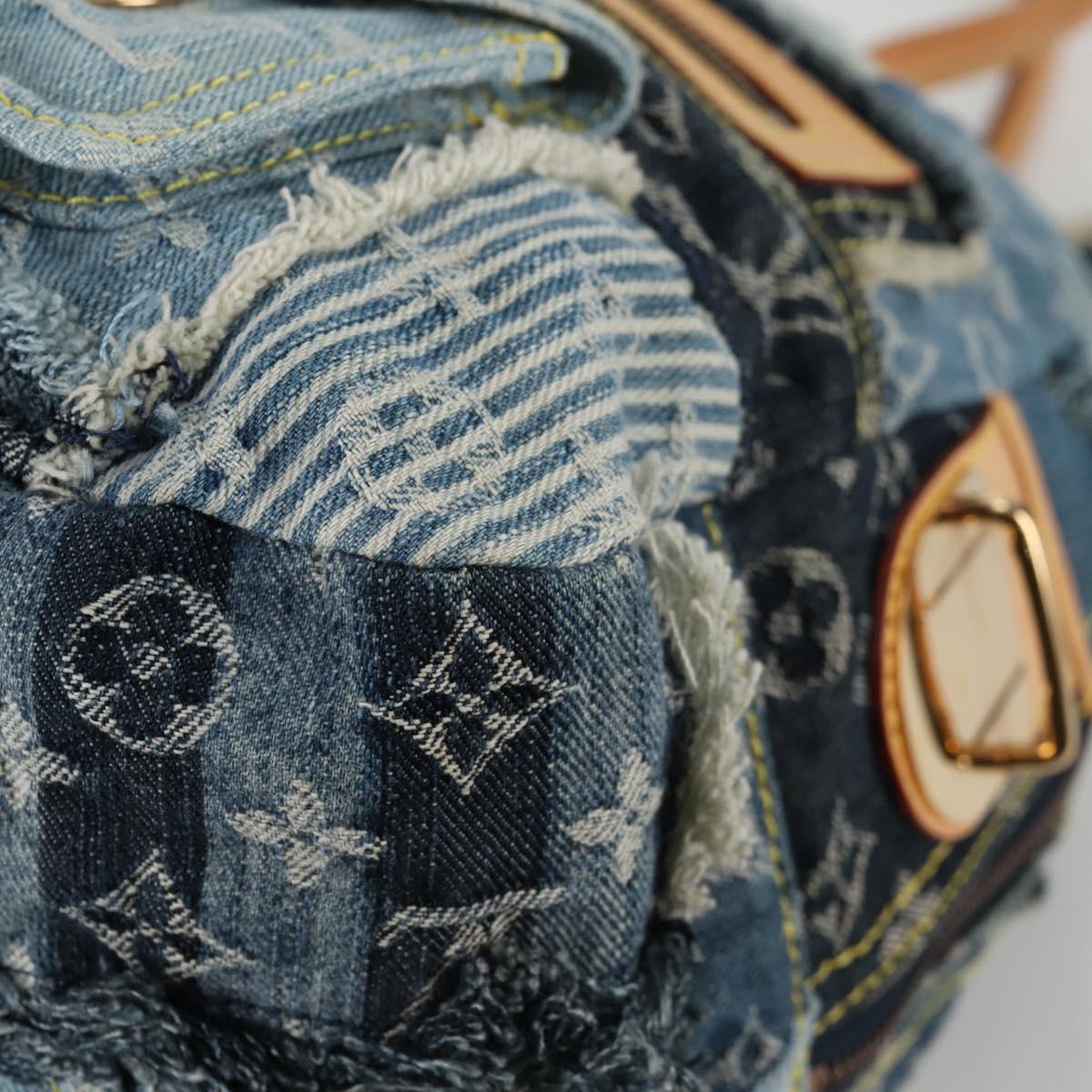 LOUIS VUITTON Monogram Denim Patchwork Bowery Tote Bag Blue M95376 Auth 136291V