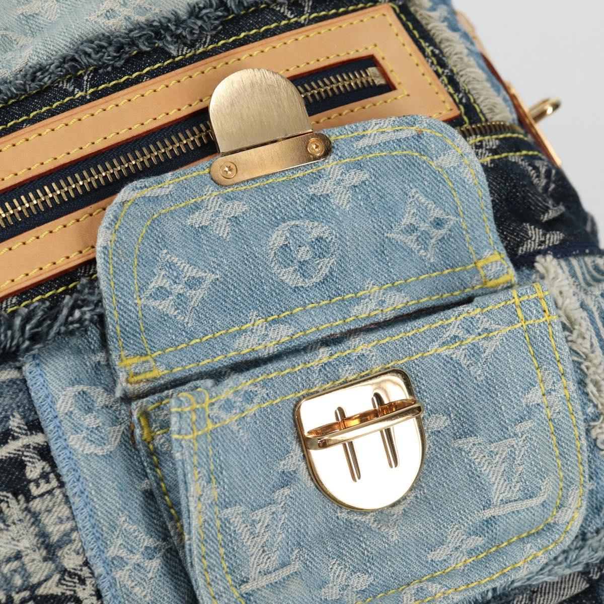 LOUIS VUITTON Monogram Denim Patchwork Bowery Tote Bag Blue M95376 Auth 136291V