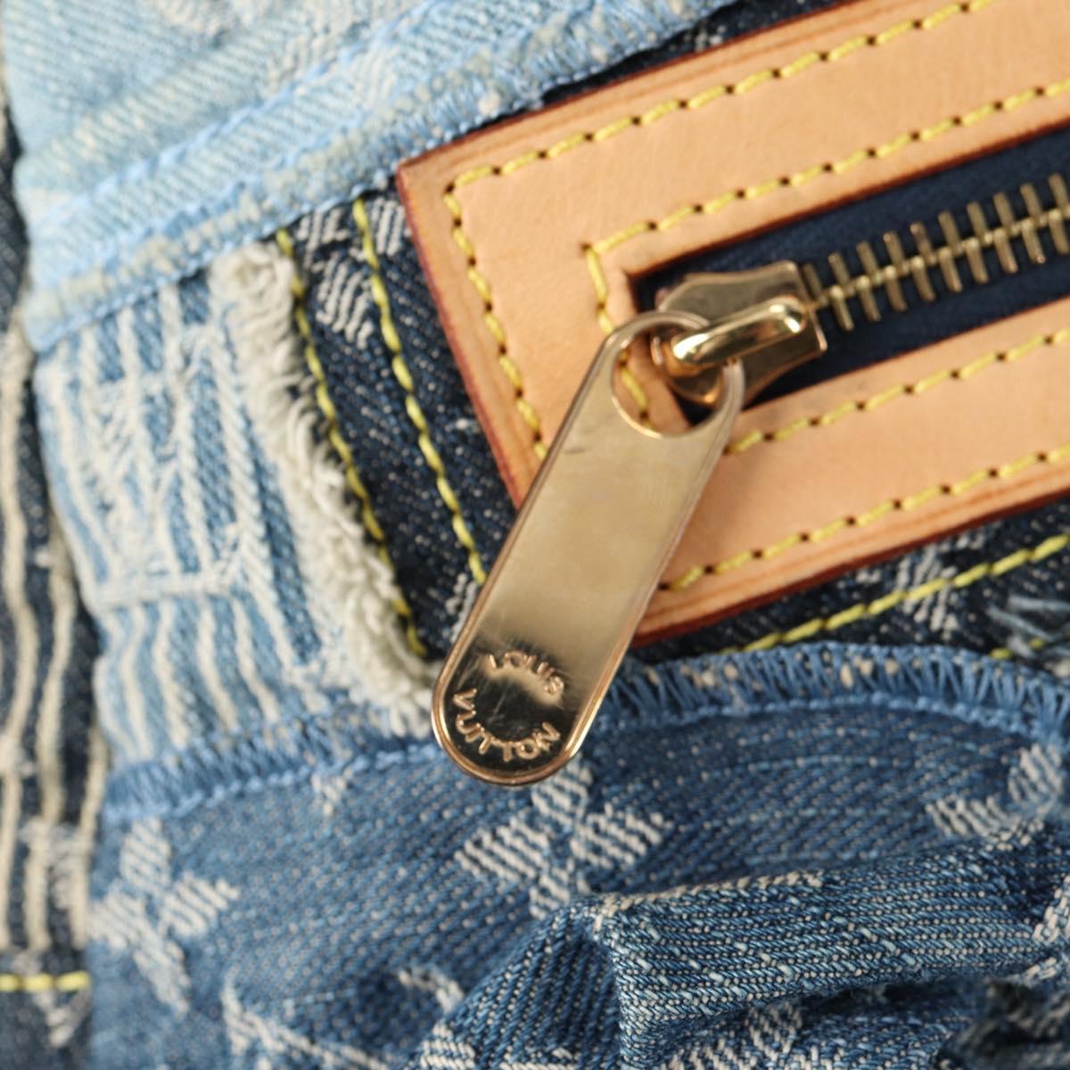 LOUIS VUITTON Monogram Denim Patchwork Bowery Tote Bag Blue M95376 Auth 136291V