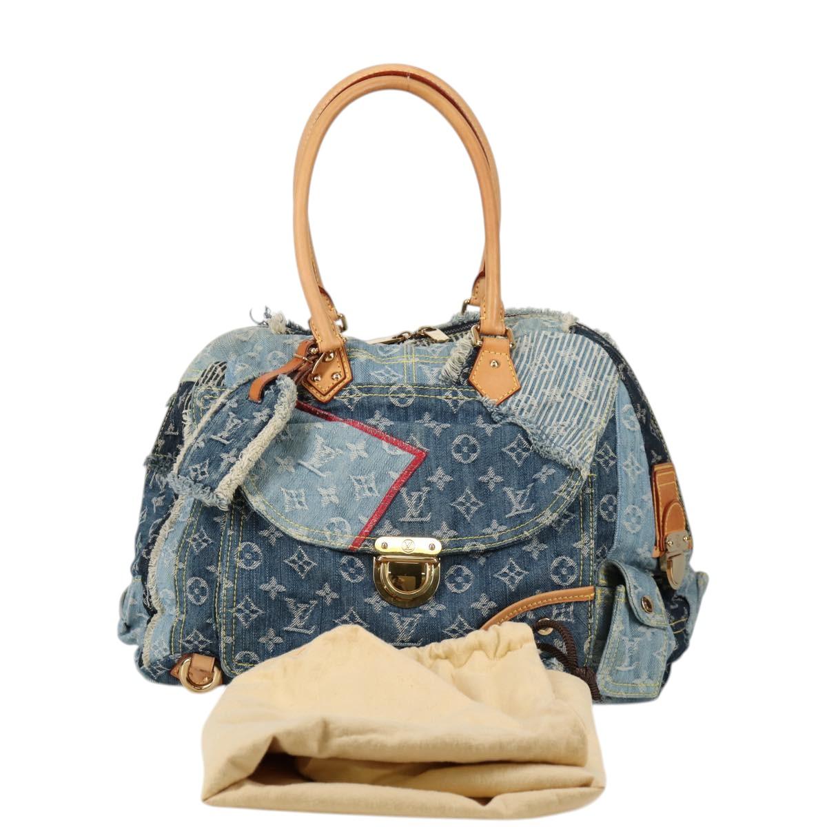 LOUIS VUITTON Monogram Denim Patchwork Bowery Tote Bag Blue M95376 Auth 136291SAV