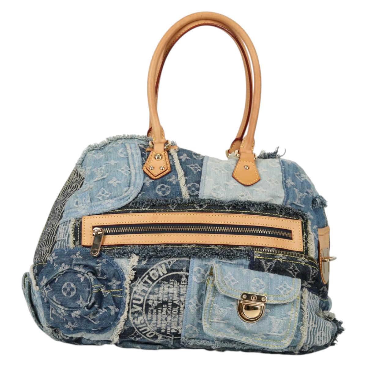 LOUIS VUITTON Monogram Denim Patchwork Bowery Tote Bag Blue M95376 Auth 136291V
