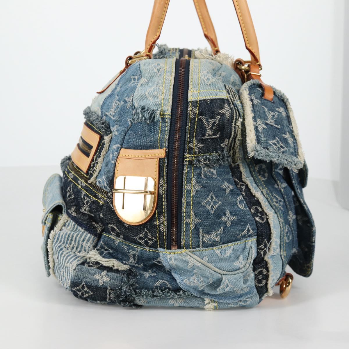 LOUIS VUITTON Monogram Denim Patchwork Bowery Tote Bag Blue M95376 Auth 136291V