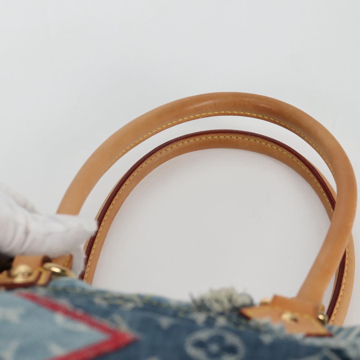 LOUIS VUITTON Monogram Denim Patchwork Bowery Tote Bag Blue M95376 Auth 136291V