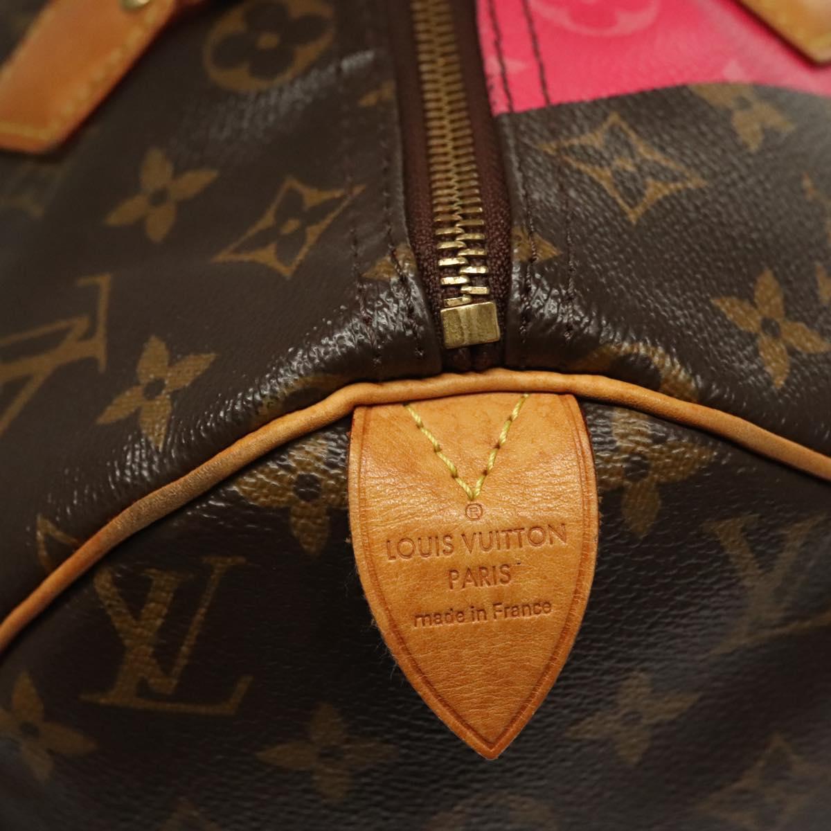 LOUIS VUITTON Monogram V Line Speedy 30 Hand Bag Pink LV Auth 136293