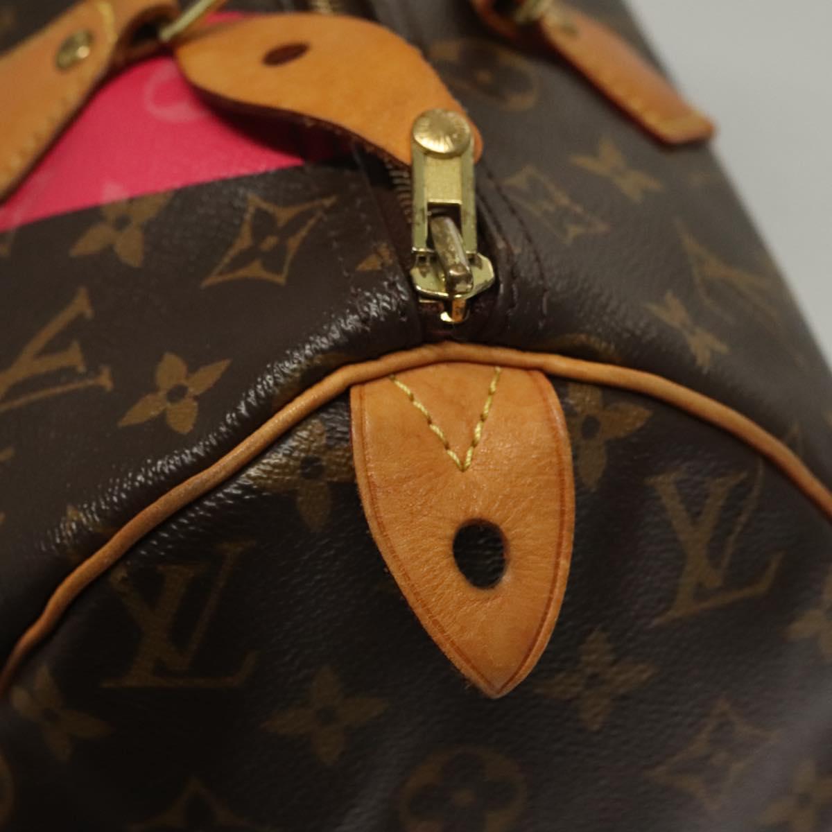 LOUIS VUITTON Monogram V Line Speedy 30 Hand Bag Pink LV Auth 136293