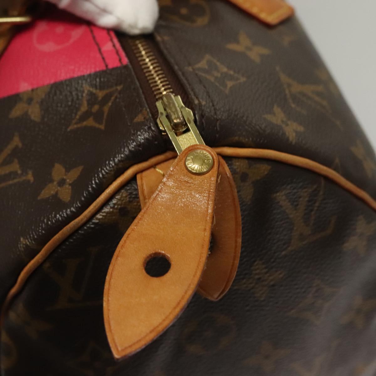 LOUIS VUITTON Monogram V Line Speedy 30 Hand Bag Pink LV Auth 136293