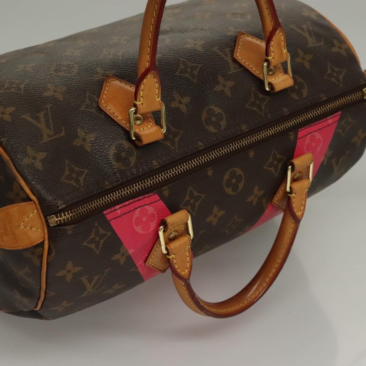 LOUIS VUITTON Monogram V Line Speedy 30 Hand Bag Pink LV Auth 136293