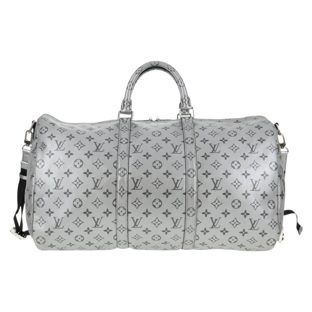 LOUIS VUITTON Monogram Keepall Bandouliere 50 Bag Silver M43848 LV Auth 136294M