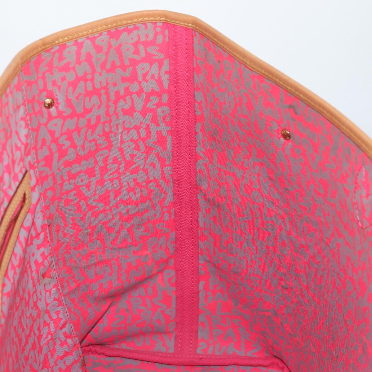 LOUIS VUITTON Monogram Graffiti Neverfull GM Bag Fuchsia M93701 LV Auth 136298V