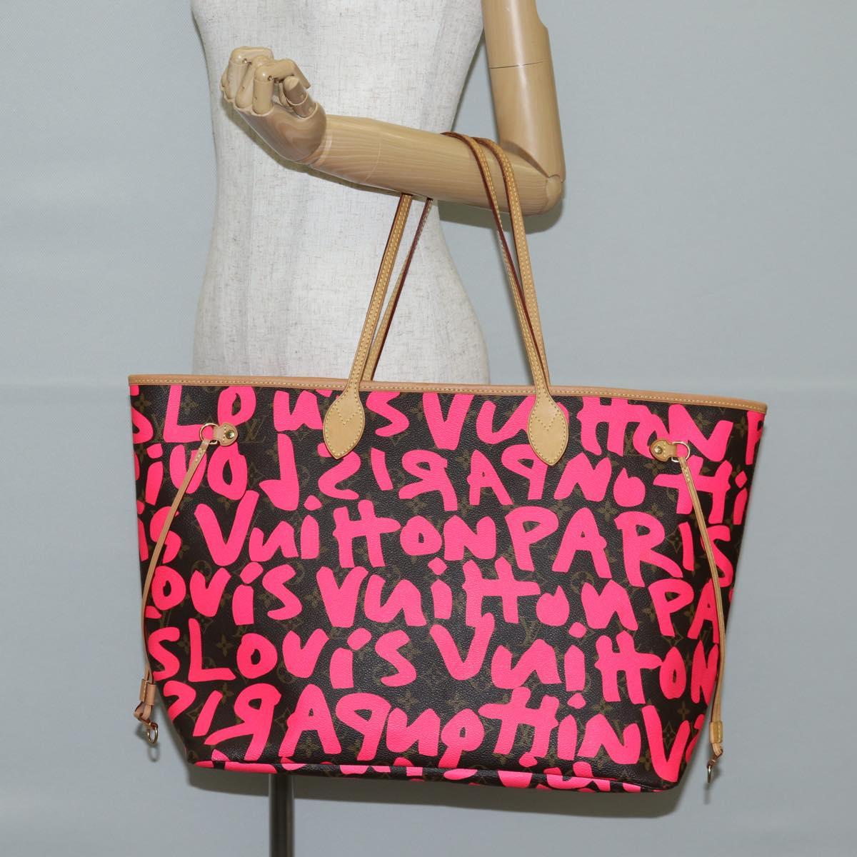 LOUIS VUITTON Monogram Graffiti Neverfull GM Bag Fuchsia M93701 LV Auth 136298V