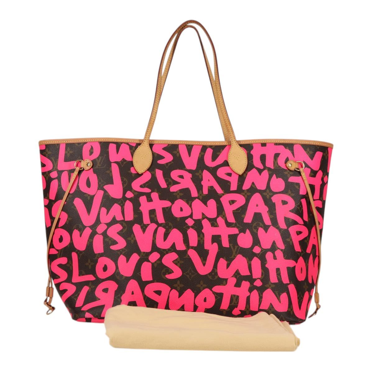 LOUIS VUITTON Monogram Graffiti Neverfull GM Bag Fuchsia M93701 LV Auth 136298V