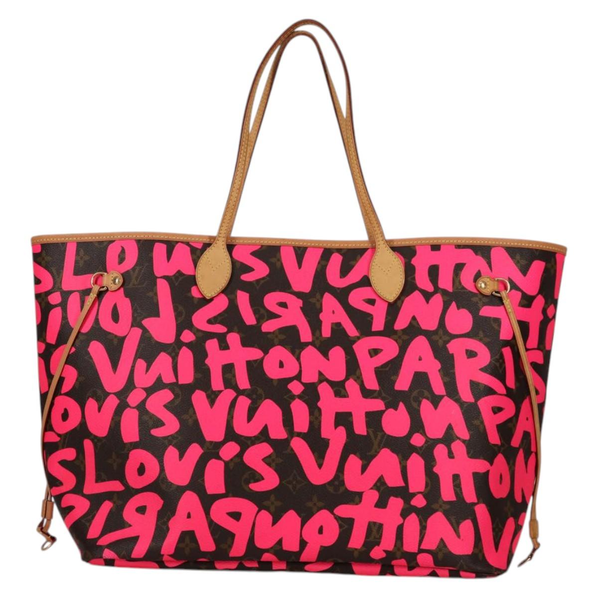 LOUIS VUITTON Monogram Graffiti Neverfull GM Bag Fuchsia M93701 LV Auth 136298V