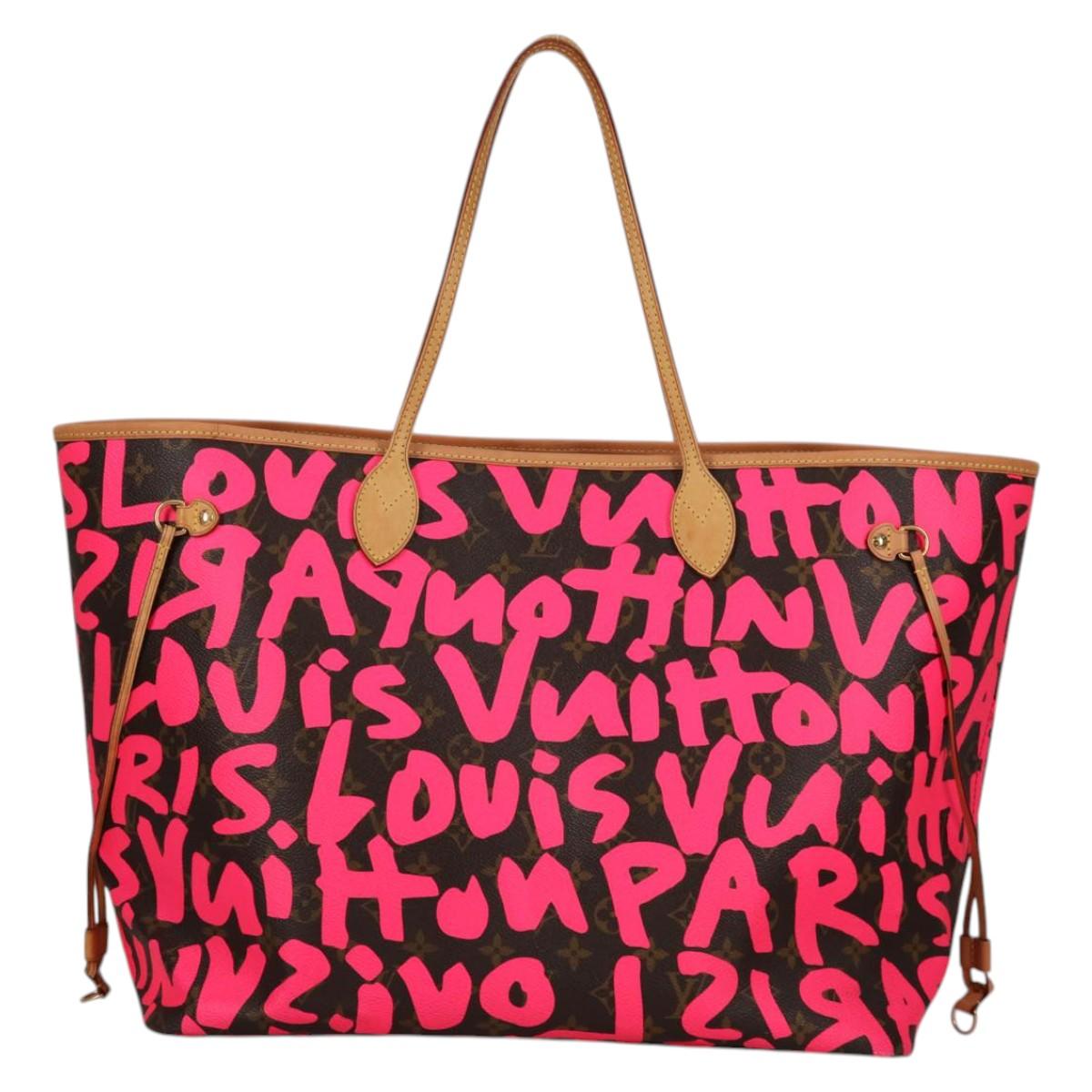 LOUIS VUITTON Monogram Graffiti Neverfull GM Bag Fuchsia M93701 LV Auth 136298V