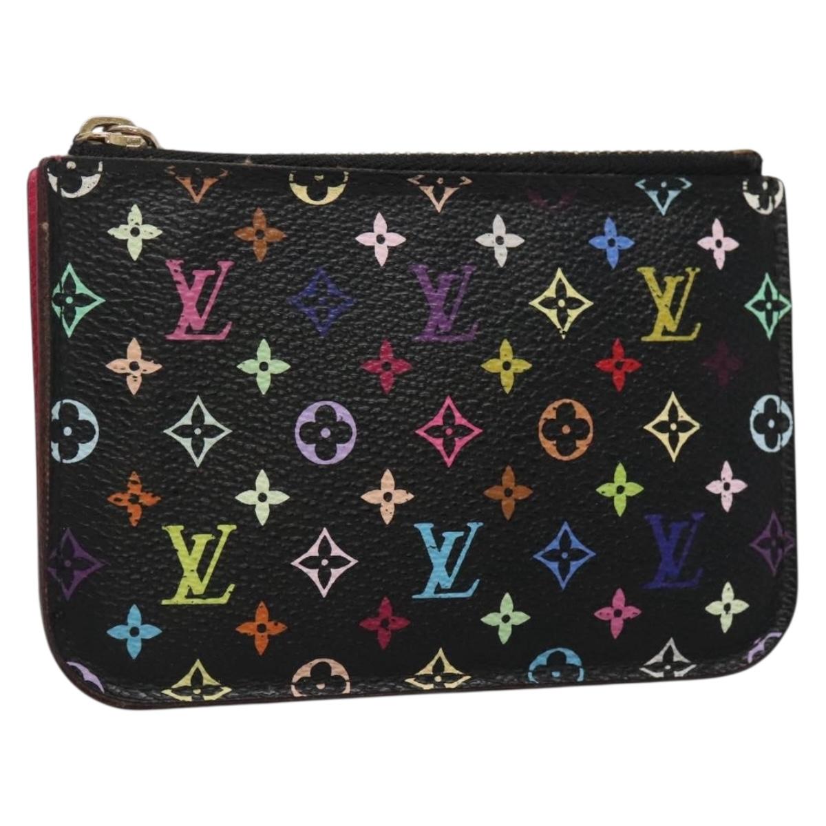 LOUIS VUITTON Multicolor Pochette Cles NM Coin Purse Black M60279 LV Auth 136305
