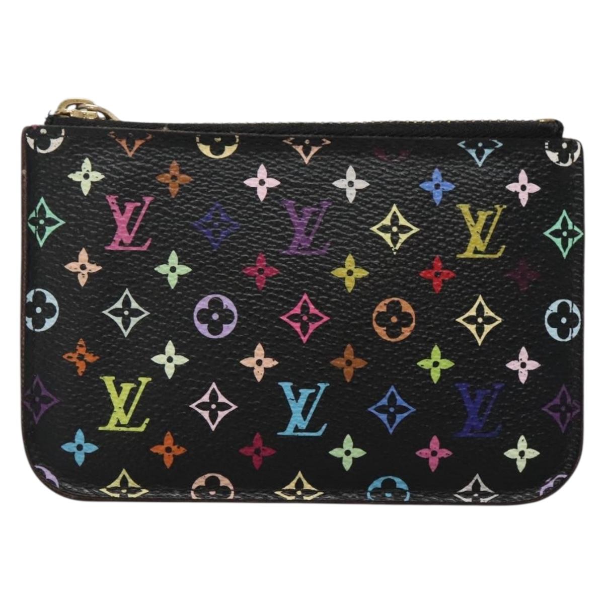 LOUIS VUITTON Multicolor Pochette Cles NM Coin Purse Black M60279 LV Auth 136305
