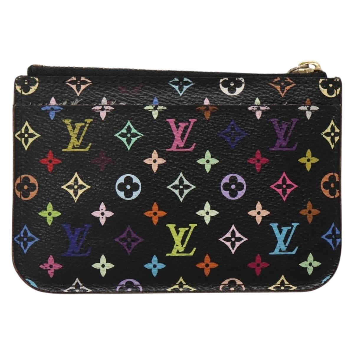 LOUIS VUITTON Multicolor Pochette Cles NM Coin Purse Black M60279 LV Auth 136305