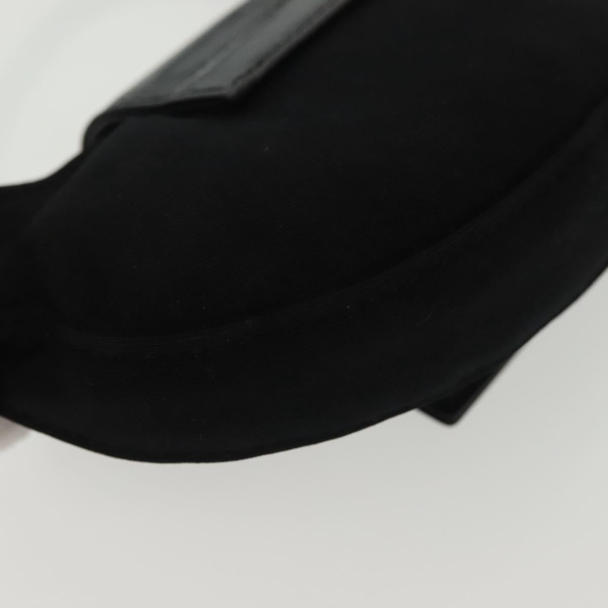 FENDI Mini Croissant Hand Bag Nylon Black Silver Auth 136308