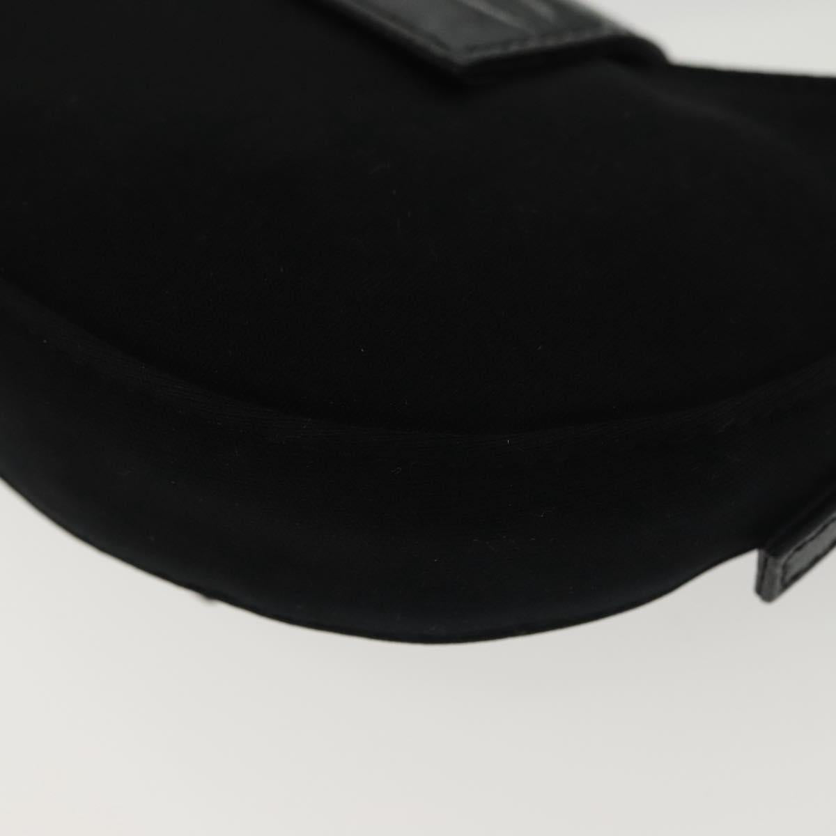 FENDI Mini Croissant Hand Bag Nylon Black Silver Auth 136308