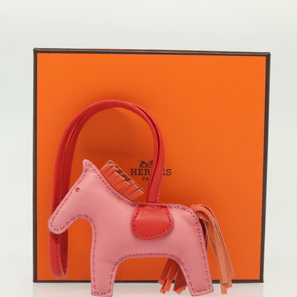 HERMES Rodeo PM Charm Leather Pink Auth 136309M