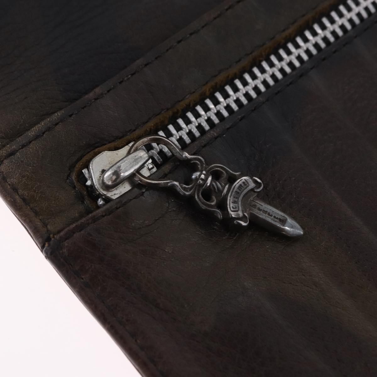 Chrome Hearts Wave Cross Ball Long Wallet Leather Green Auth 136315