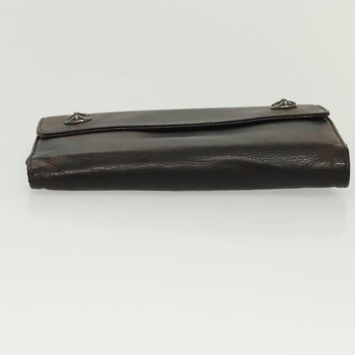 Chrome Hearts Wave Cross Ball Long Wallet Leather Green Auth 136315