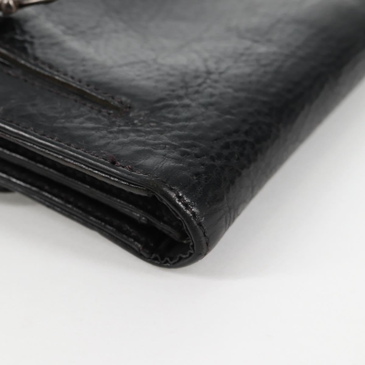 Chrome Hearts Wave Cross Ball Long Wallet Leather Black Auth 136316M