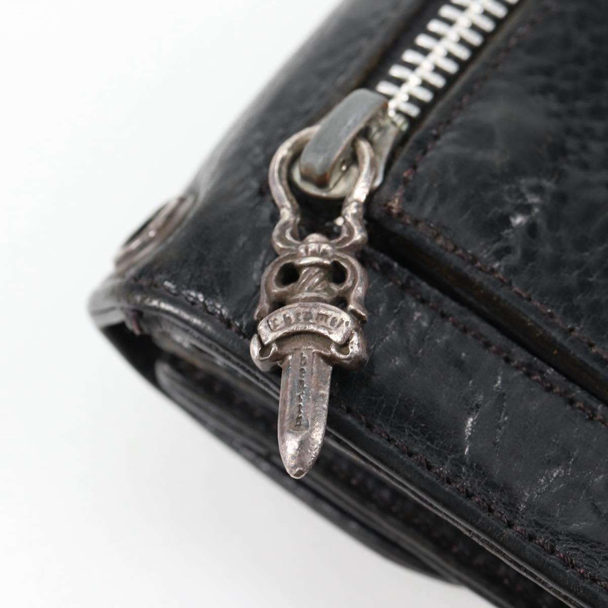 Chrome Hearts Wave Cross Ball Long Wallet Leather Black Auth 136316M