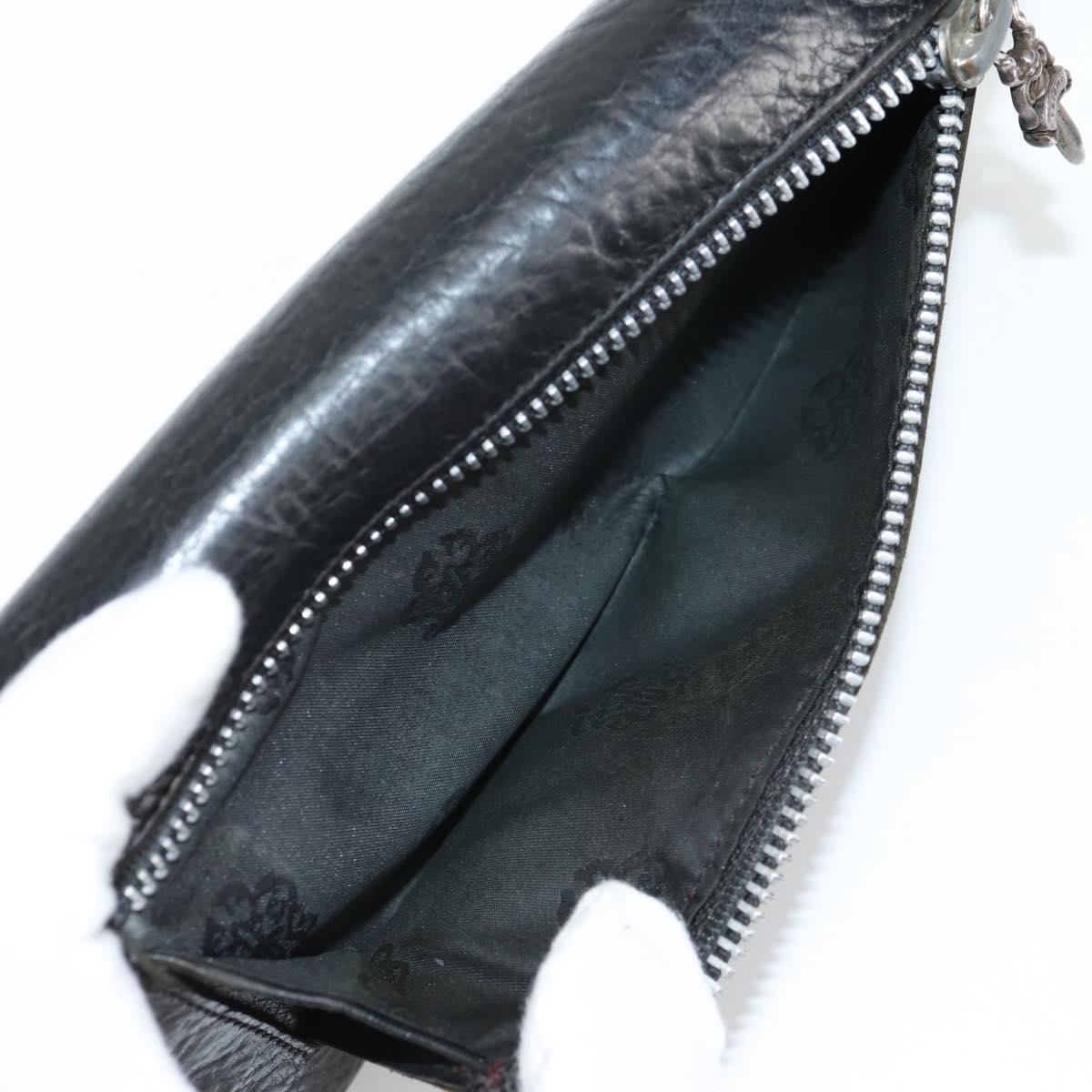 Chrome Hearts Wave Cross Ball Long Wallet Leather Black Auth 136316M