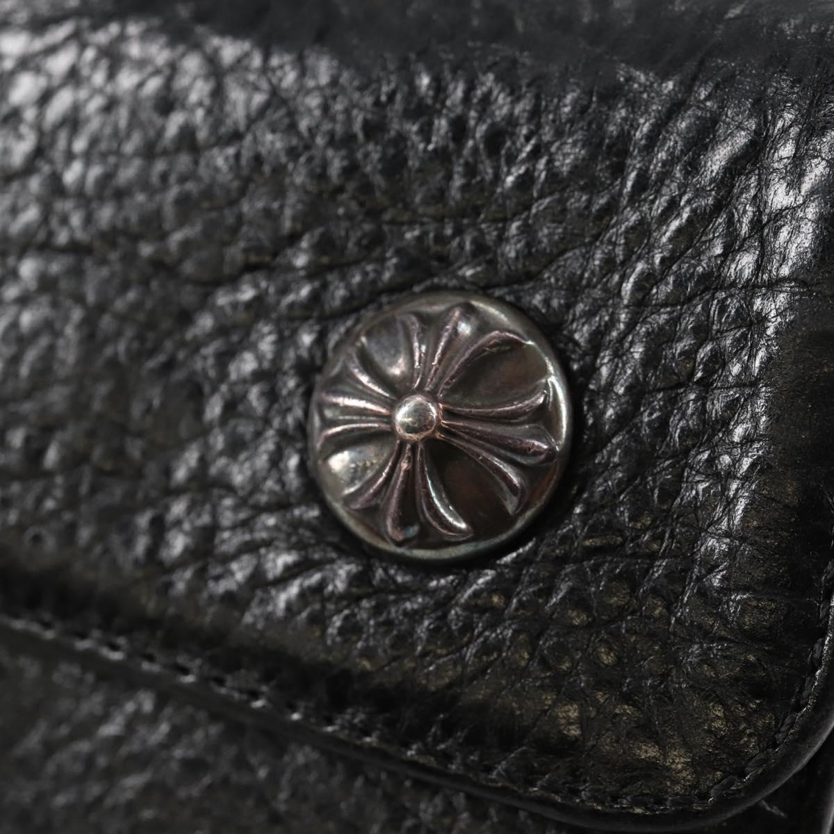 Chrome Hearts Wave Cross Ball Long Wallet Leather Black Auth 136317M