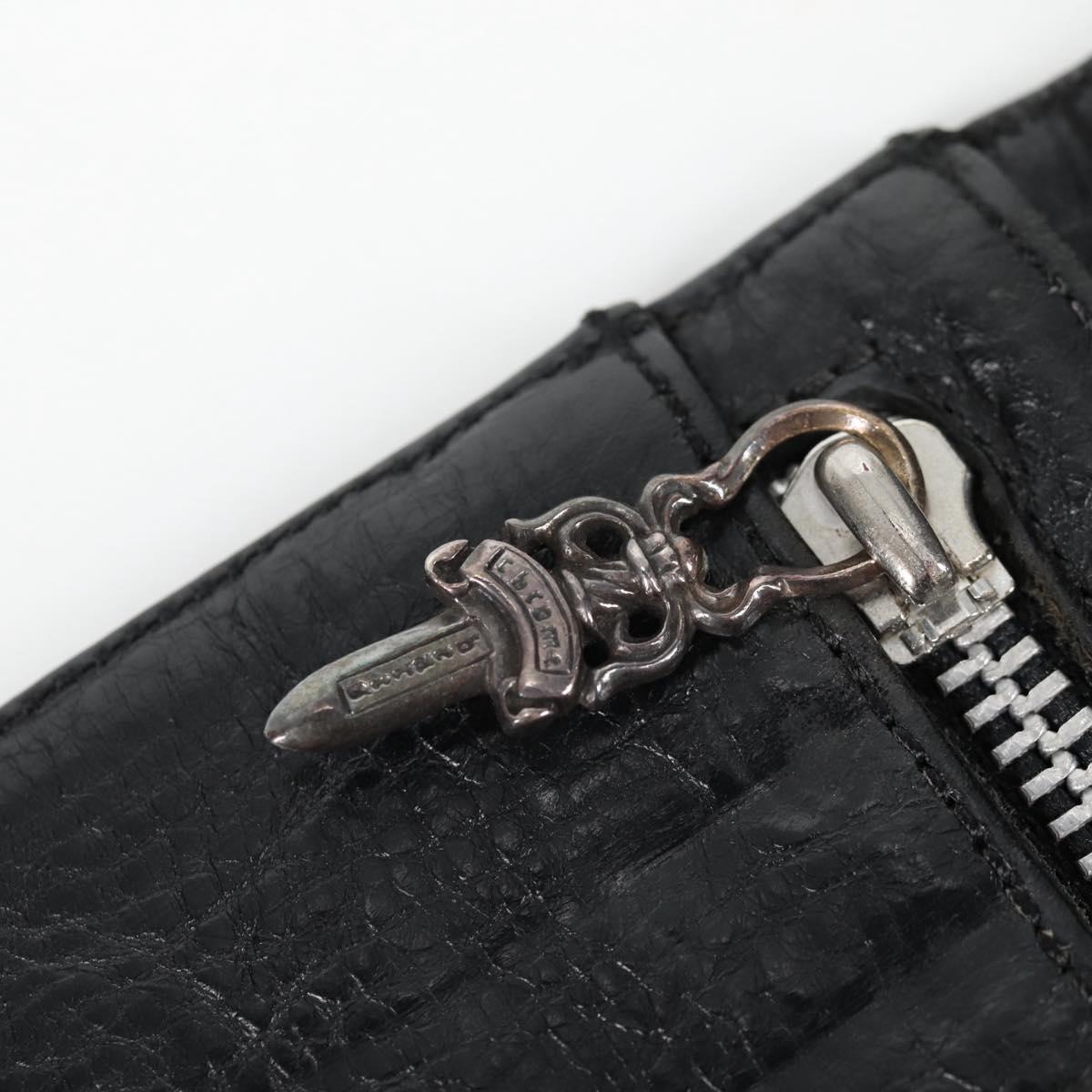 Chrome Hearts Wave Cross Ball Long Wallet Leather Black Auth 136317M