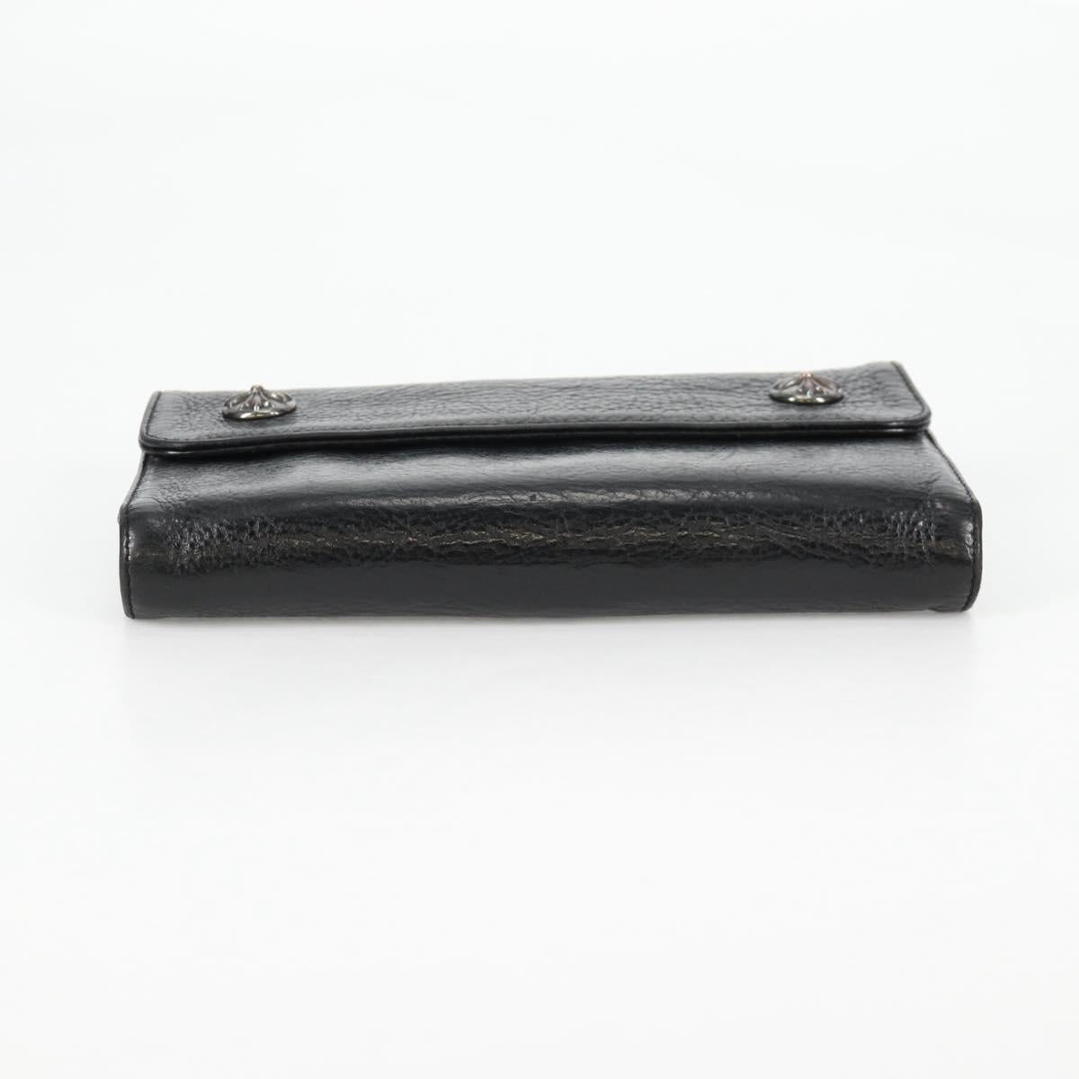 Chrome Hearts Wave Cross Ball Long Wallet Leather Black Auth 136317M