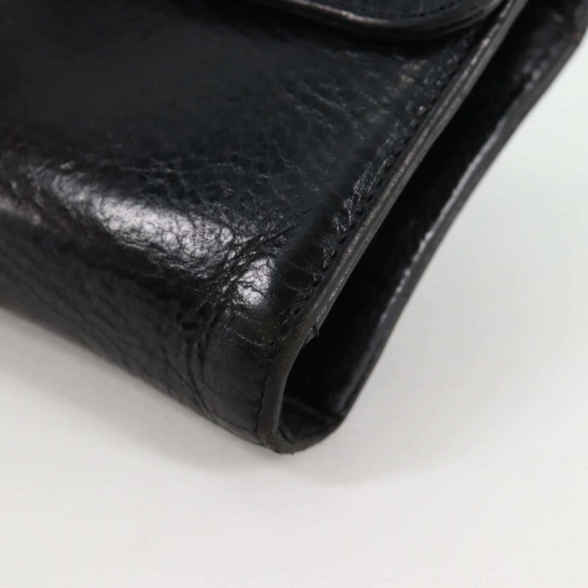 Chrome Hearts Wave Cross Ball Long Wallet Leather Black Auth 136317M