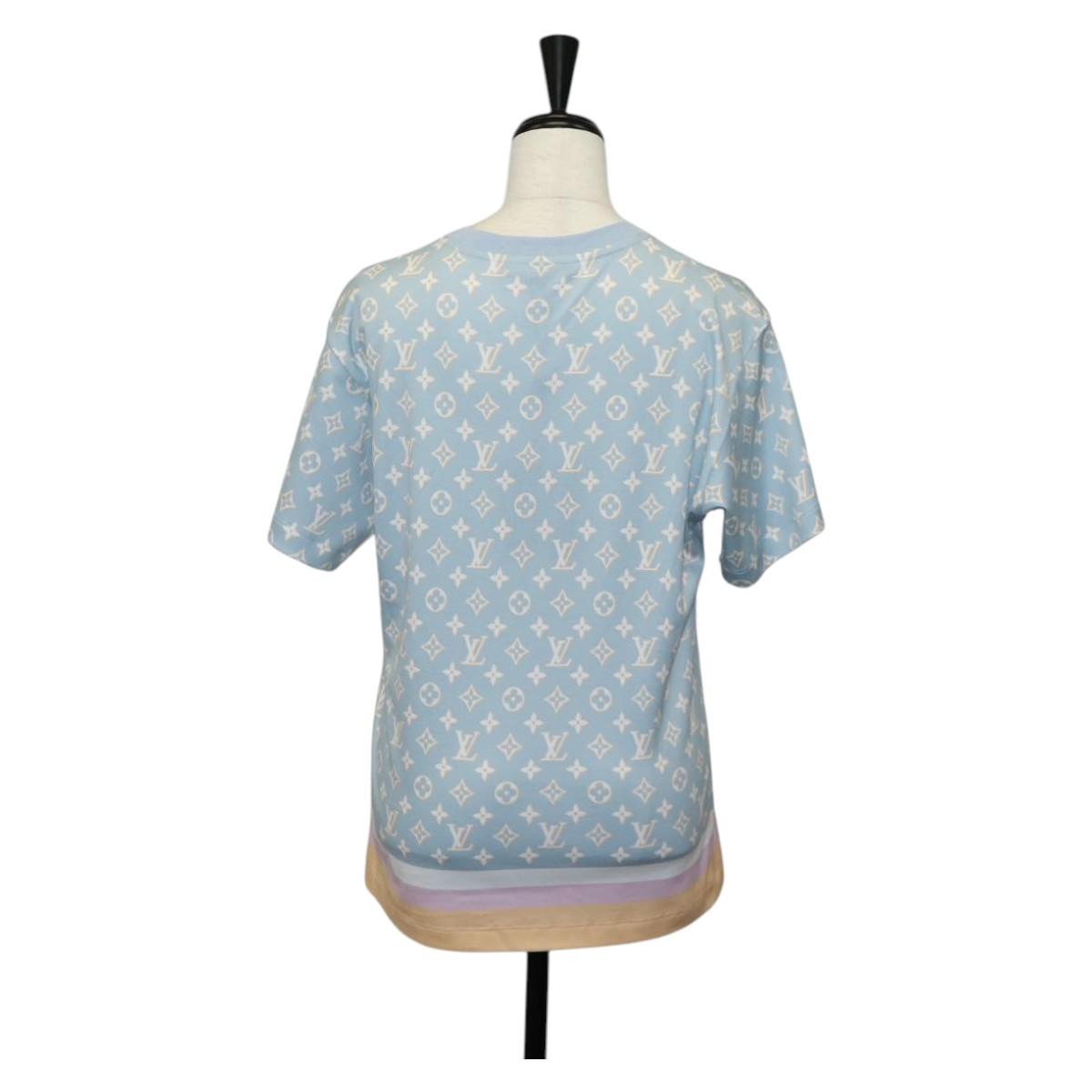 LOUIS VUITTON Monogram Short Sleeved T Shirt Cotton Light Blue LV Auth 136319M