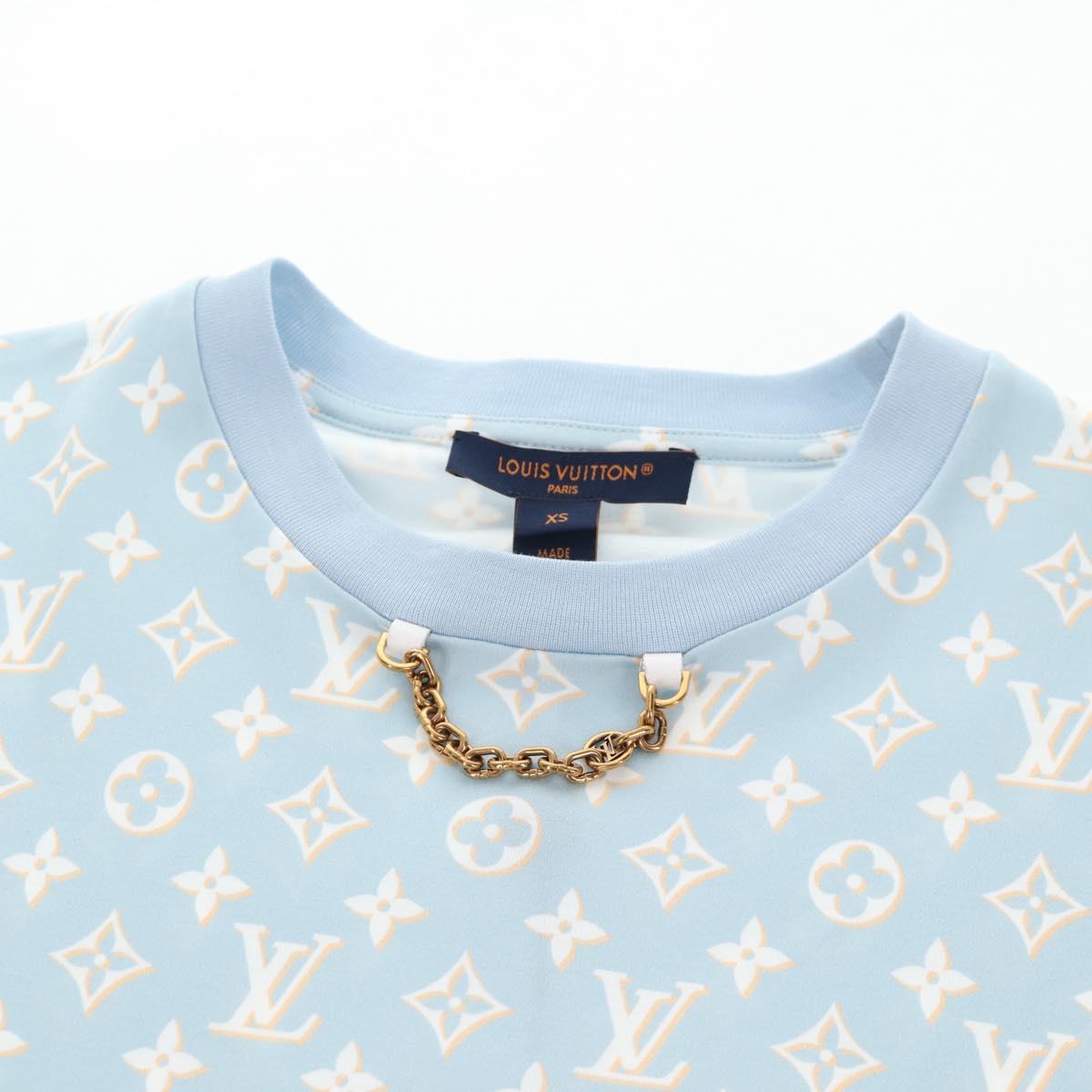 Louis Vuitton 半袖Tシャツ 水色 LOUIS VUITTON Monogram Short Sleeved T Shirt Cotton Light Blue LV Auth
