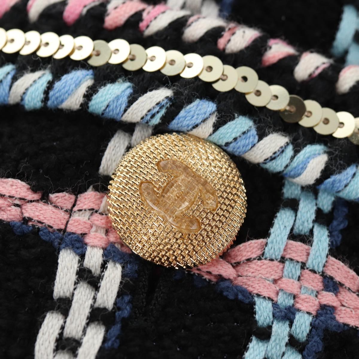 CHANEL Skirt Tweed Navy CC Auth 136320M