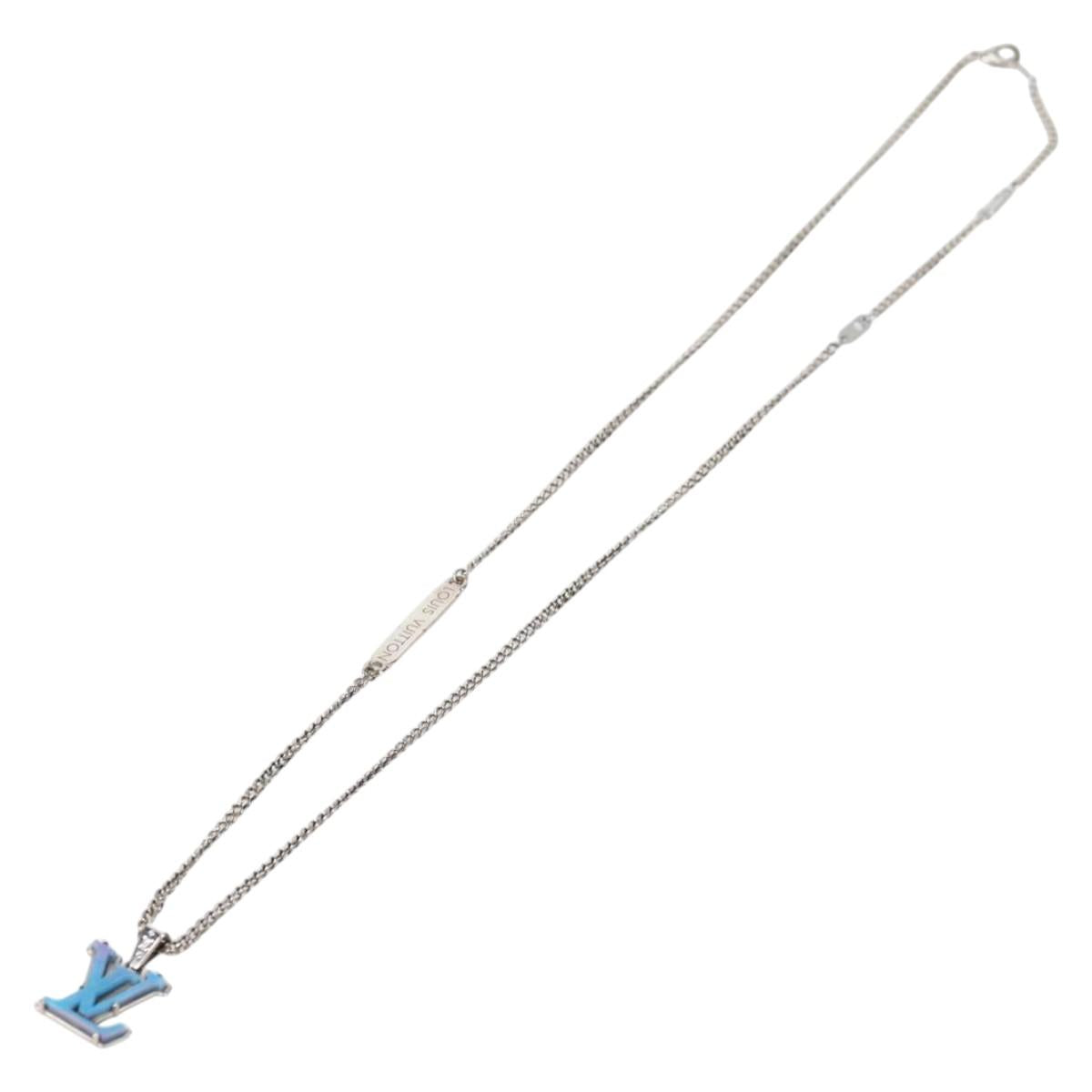 LOUIS VUITTON Chain LV Printed Initials Necklace Silver M01507 LV Auth 136324M