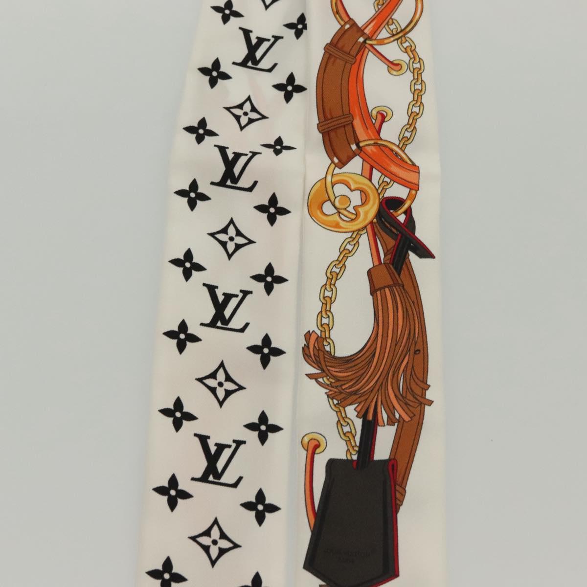 LOUIS VUITTON Flower And Straps Bando BB Scarf Silk White M90658 LV Auth 136325M