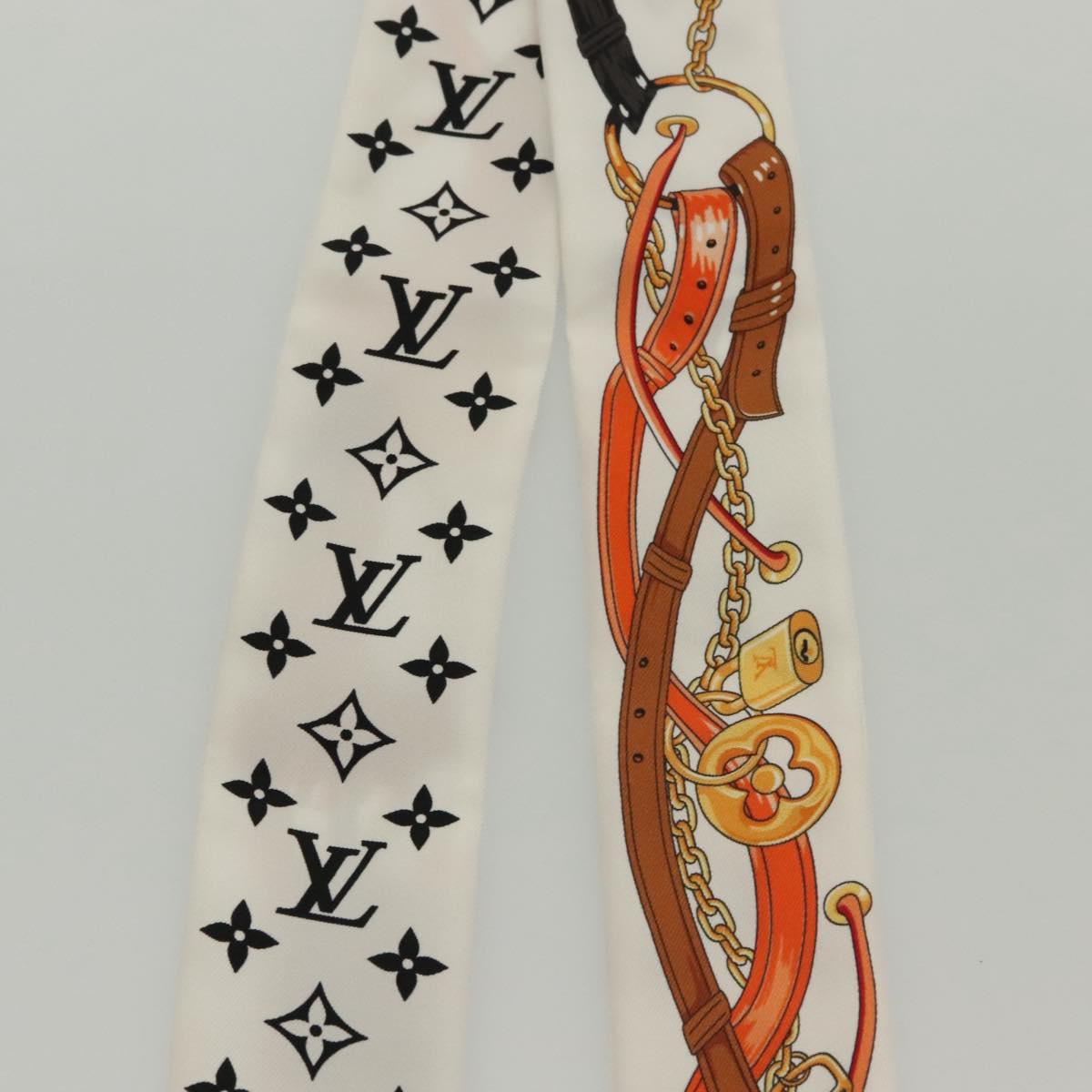 LOUIS VUITTON Flower And Straps Bando BB Scarf Silk White M90658 LV Auth 136325M