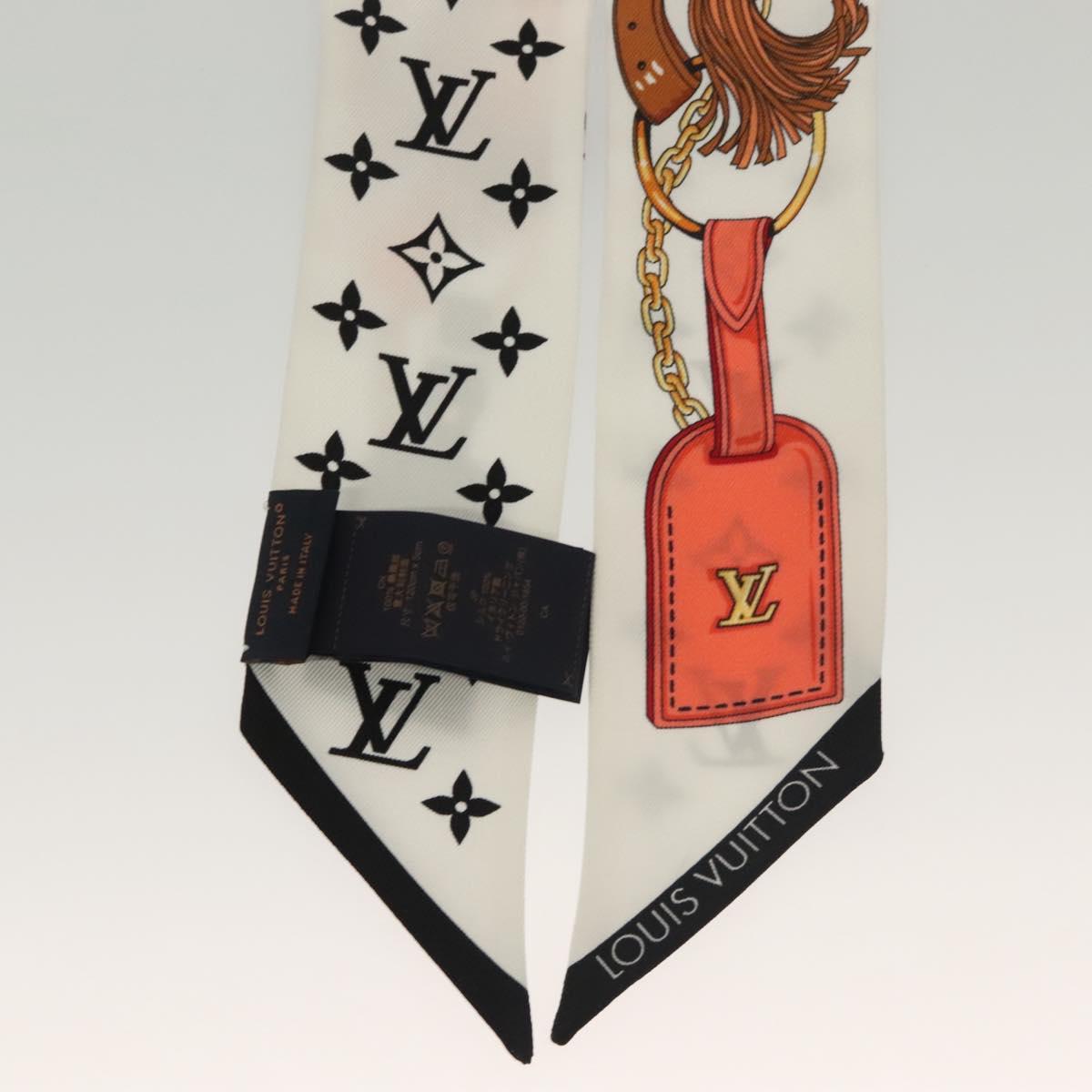 LOUIS VUITTON Flower And Straps Bando BB Scarf Silk White M90658 LV Auth 136325M
