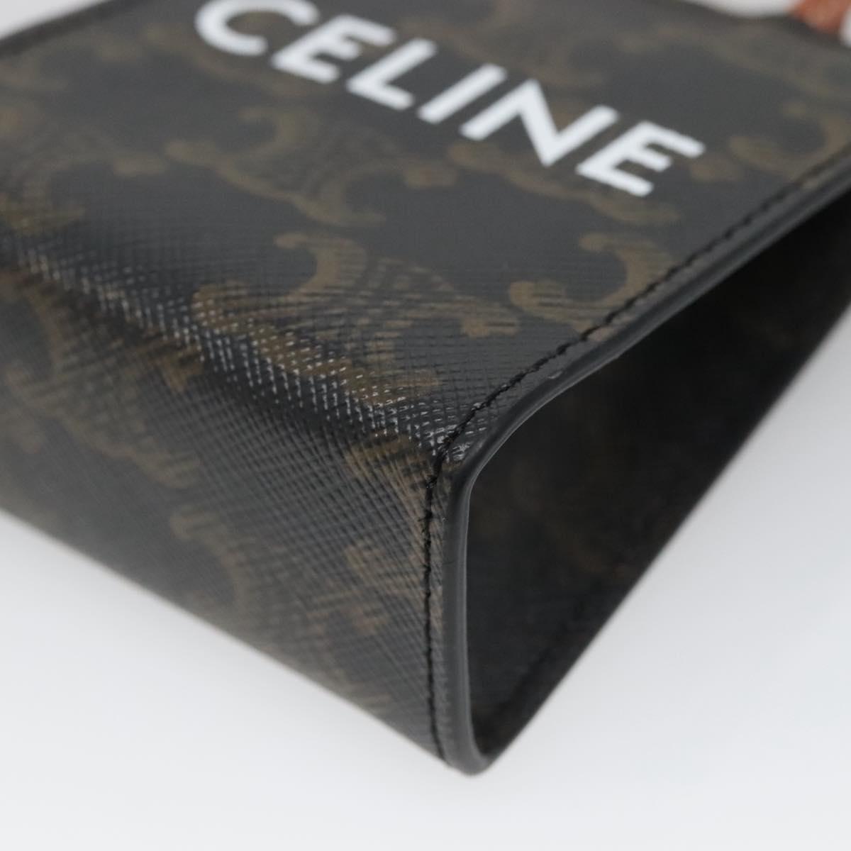 CELINE Triomphe Key Case PVC Black Gold Auth 136339