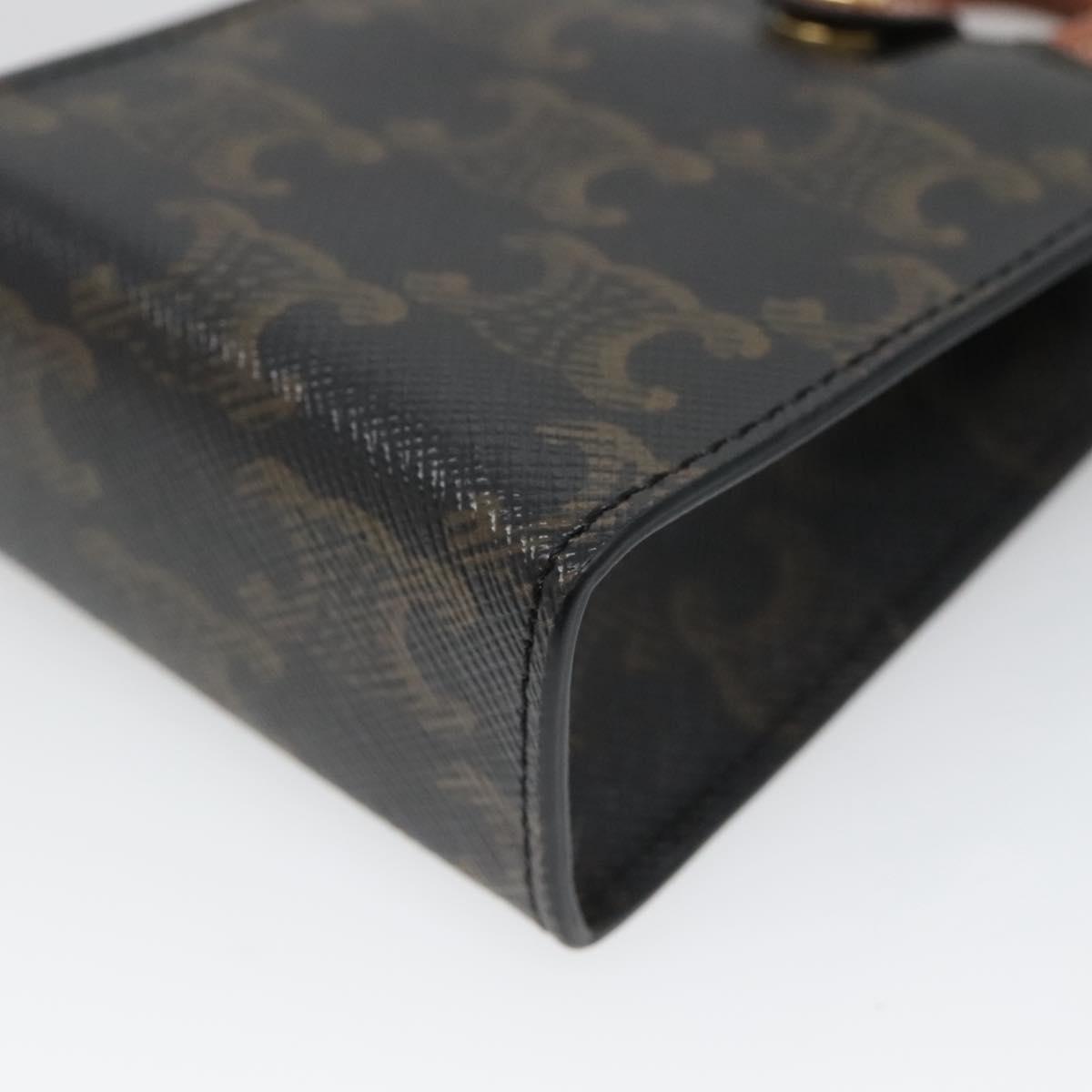 CELINE Triomphe Key Case PVC Black Gold Auth 136339