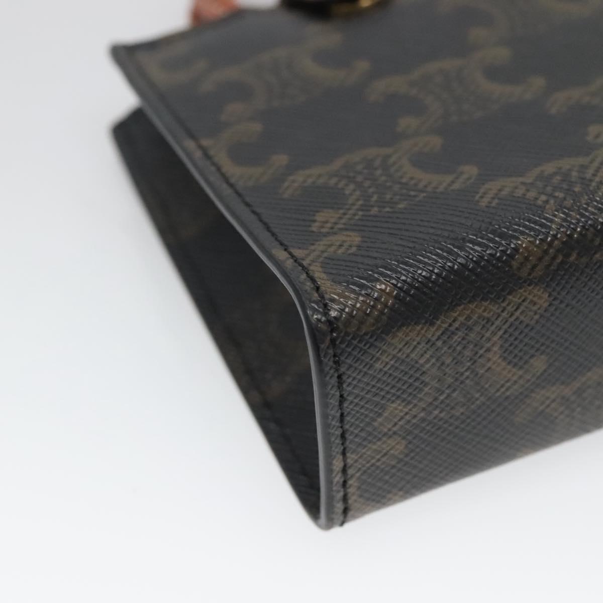 CELINE Triomphe Key Case PVC Black Gold Auth 136339