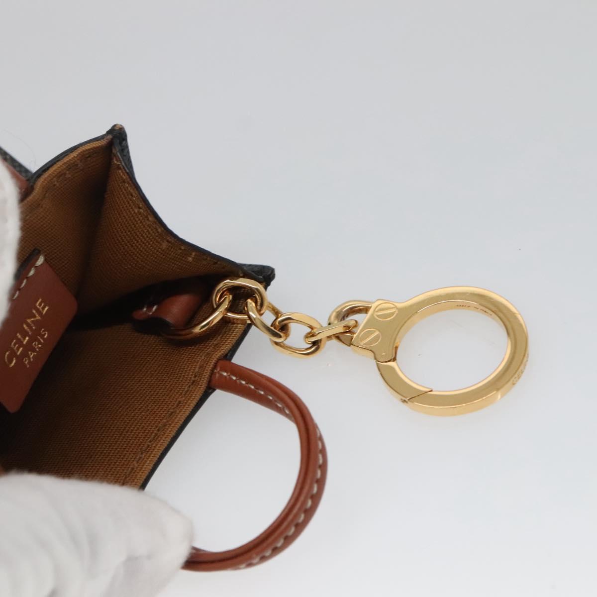 CELINE Triomphe Key Case PVC Black Gold Auth 136339