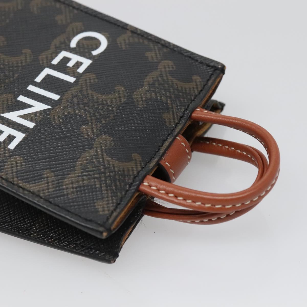 CELINE Triomphe Key Case PVC Black Gold Auth 136339